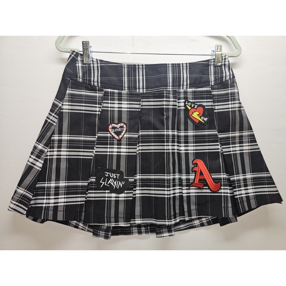 No Bo Plaid Schoolgirl Pleated Skirt M 7-9 Patchwork Mall Goth Grunge AltY2K